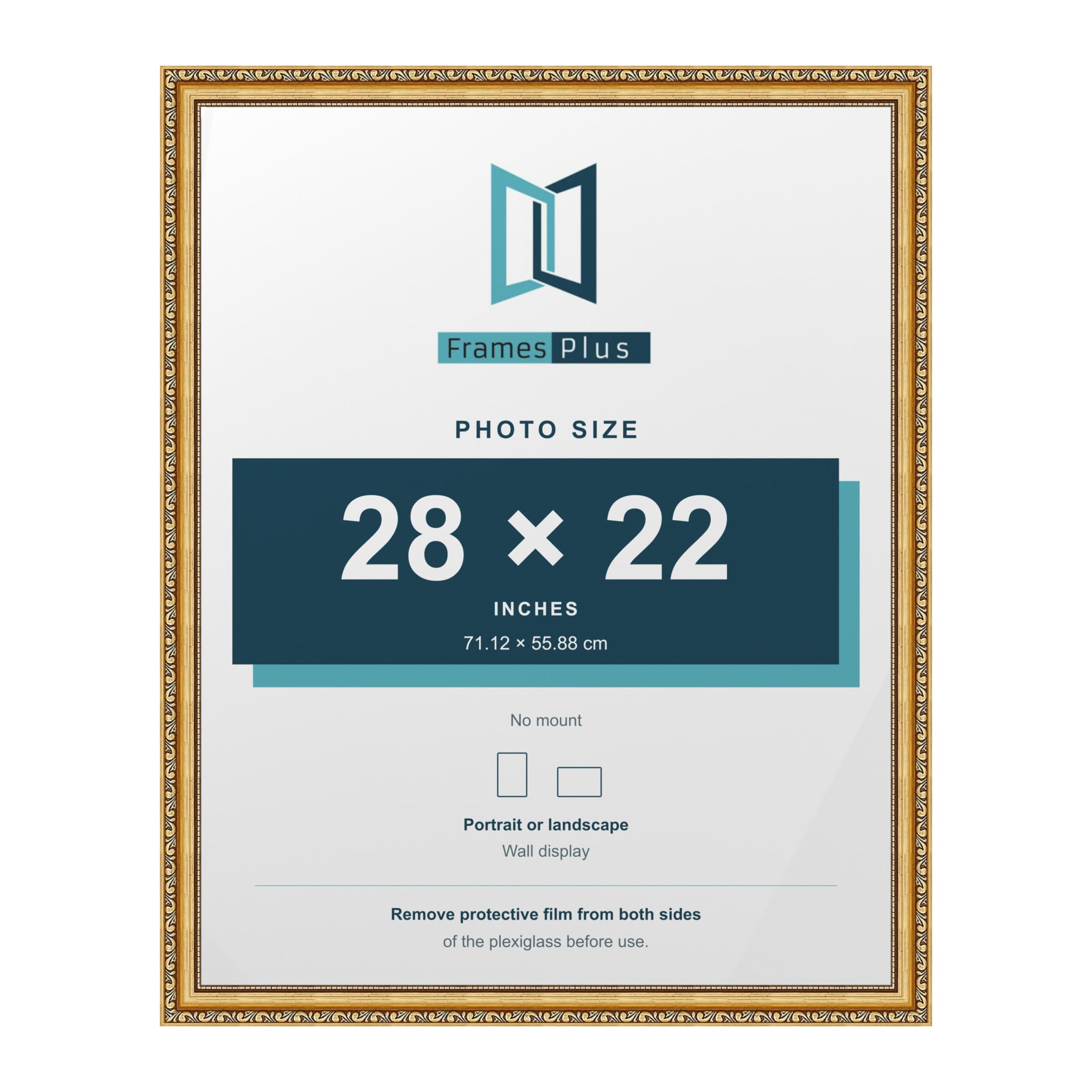 FramesPlus ORNATE Shabby Chic 28x22 Picture Frame, Gold — image 1
