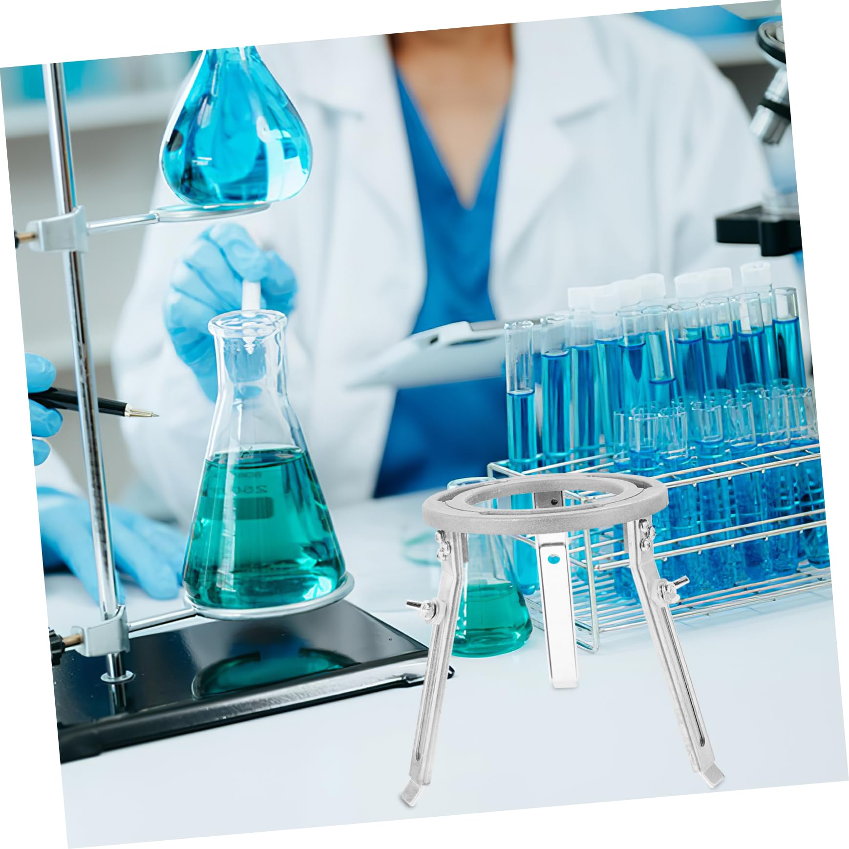 Gatuida Support de Trépied pour Laboratoire en Alliage D'aluminium et Acier Inoxydable, Plateforme Stable Portable, pour Enseignement de Chimie et Expériences