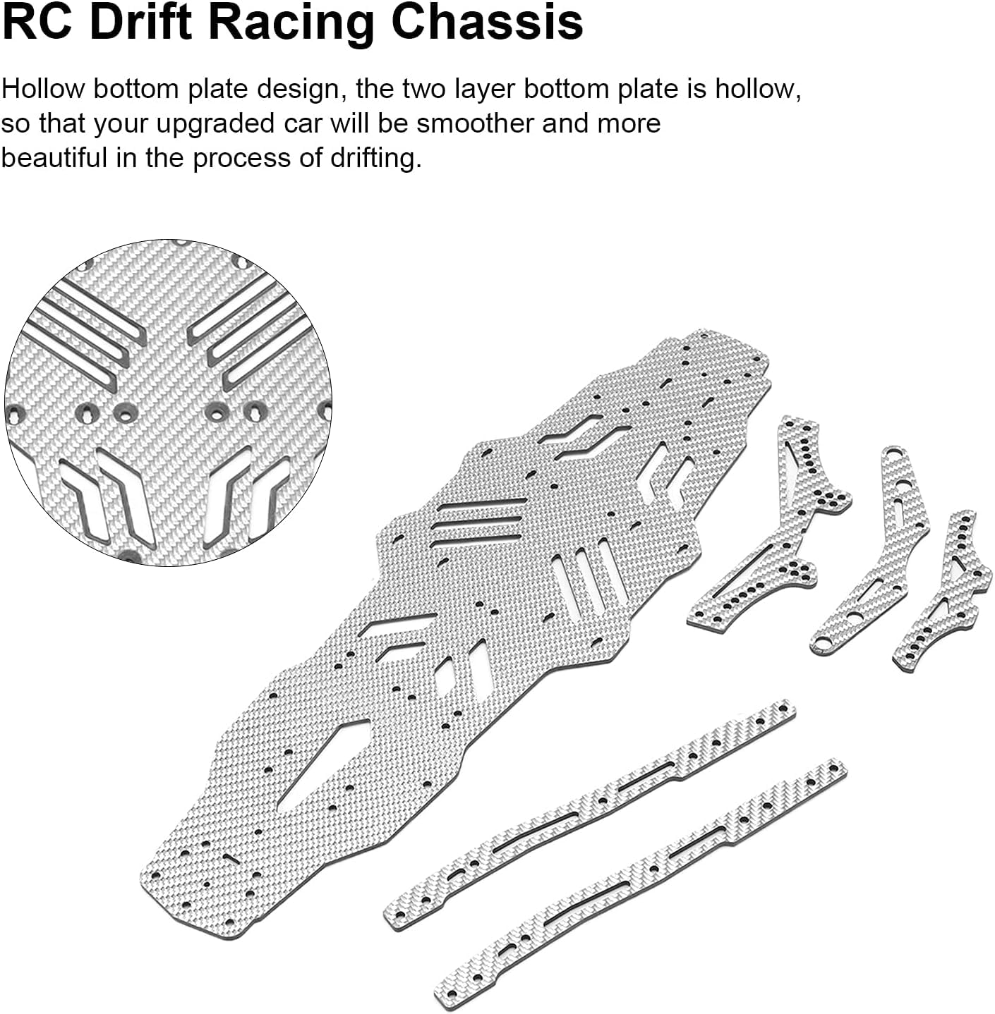 Carbon Fiber Upgrade Parts for MST RMX2.0S&RRX2.0S 1:10 Model Drift car Silver SSG Version (Silver)