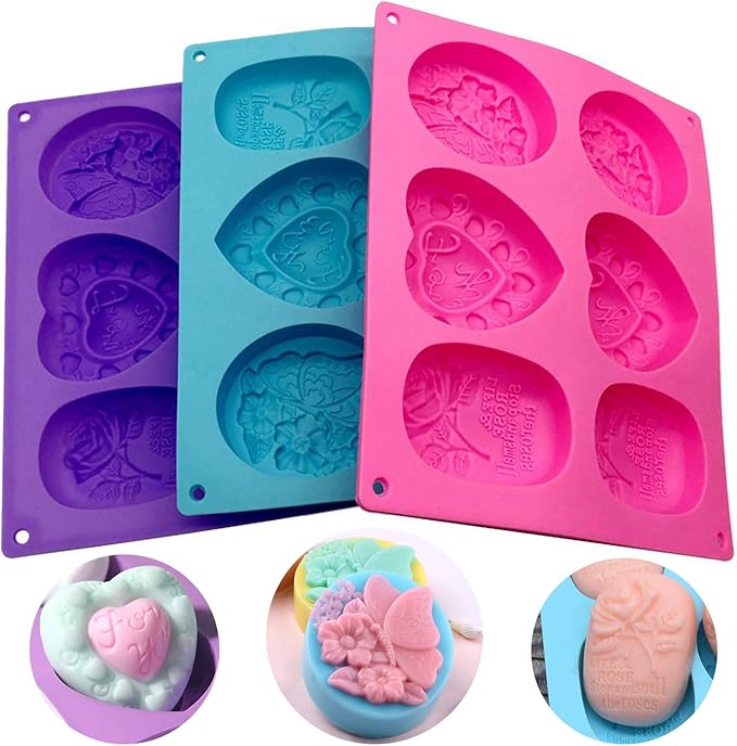 Helpcook 3 Pack Silicone Soap Molds,6 Cavities Soap Making