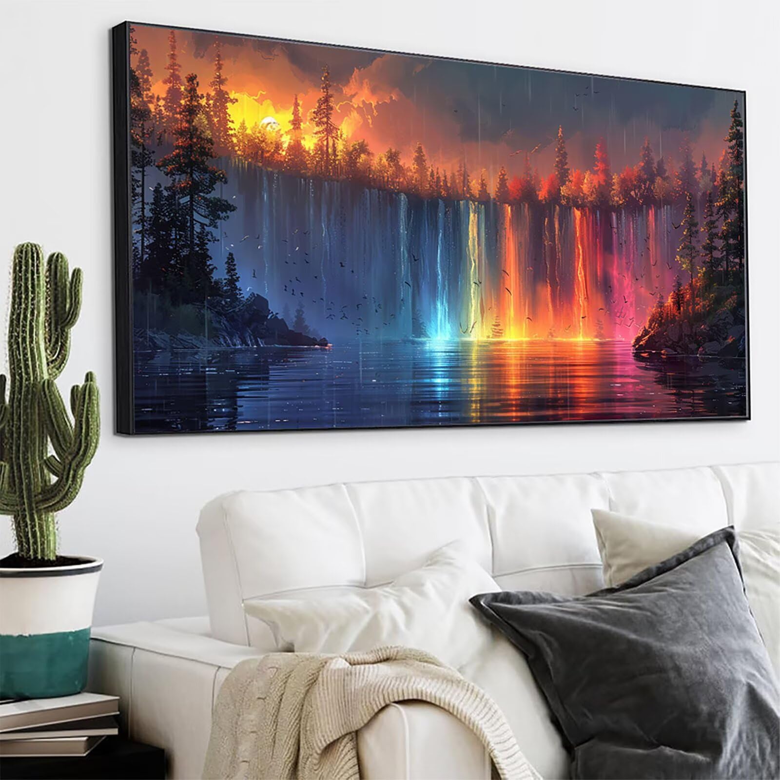 Diamond Painting Duży Zachód Słońca, 5D Diamentowe Malowanie Dorosłych Rzeka, DIY Haft Krzyżowy Haft Kryształowy Zestaw Sztuk, Diamentowe Malowanie Rzemiosła Dla Dorosłych, Wystrój Domu Prezent