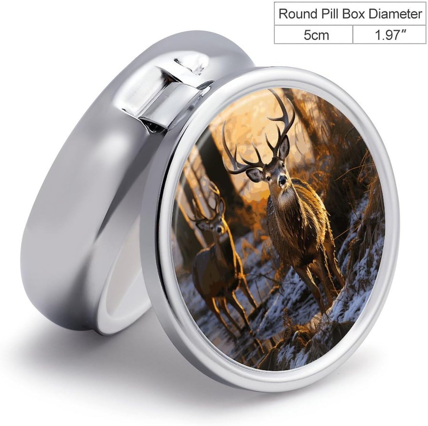 Round Pill Box, 3 Compartment Small Pill Case for Pocket Purse image 2