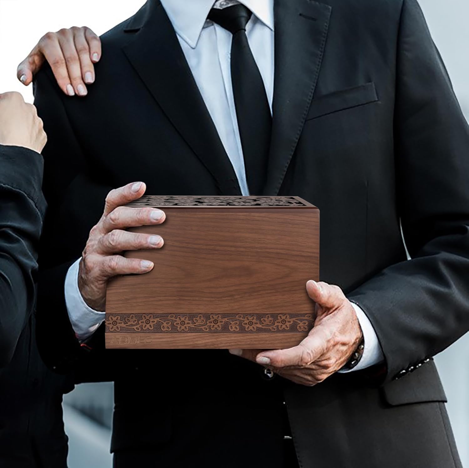 Cremation Urns for Human Ashes Adult Male or Female, Funeral Memorial Urns for Ashes, Wooden Tree of Life Decorative Urns Box and Casket for Men Women Child, Burial Urn for Adults Up to 250 IBS