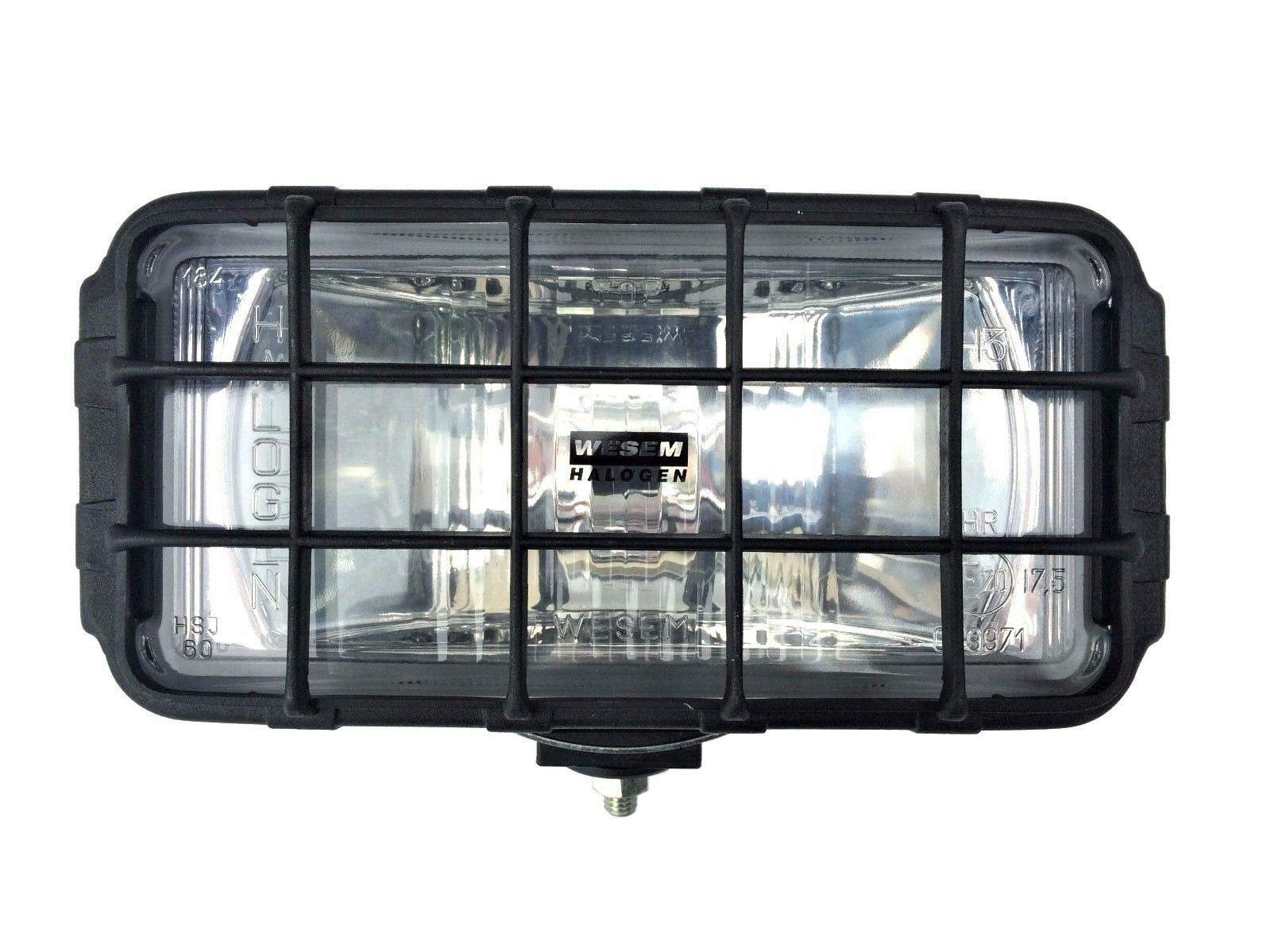 Phare halogène blanc supplémentaire 195 x 95 mm 12 V 24 V avec grille de protection