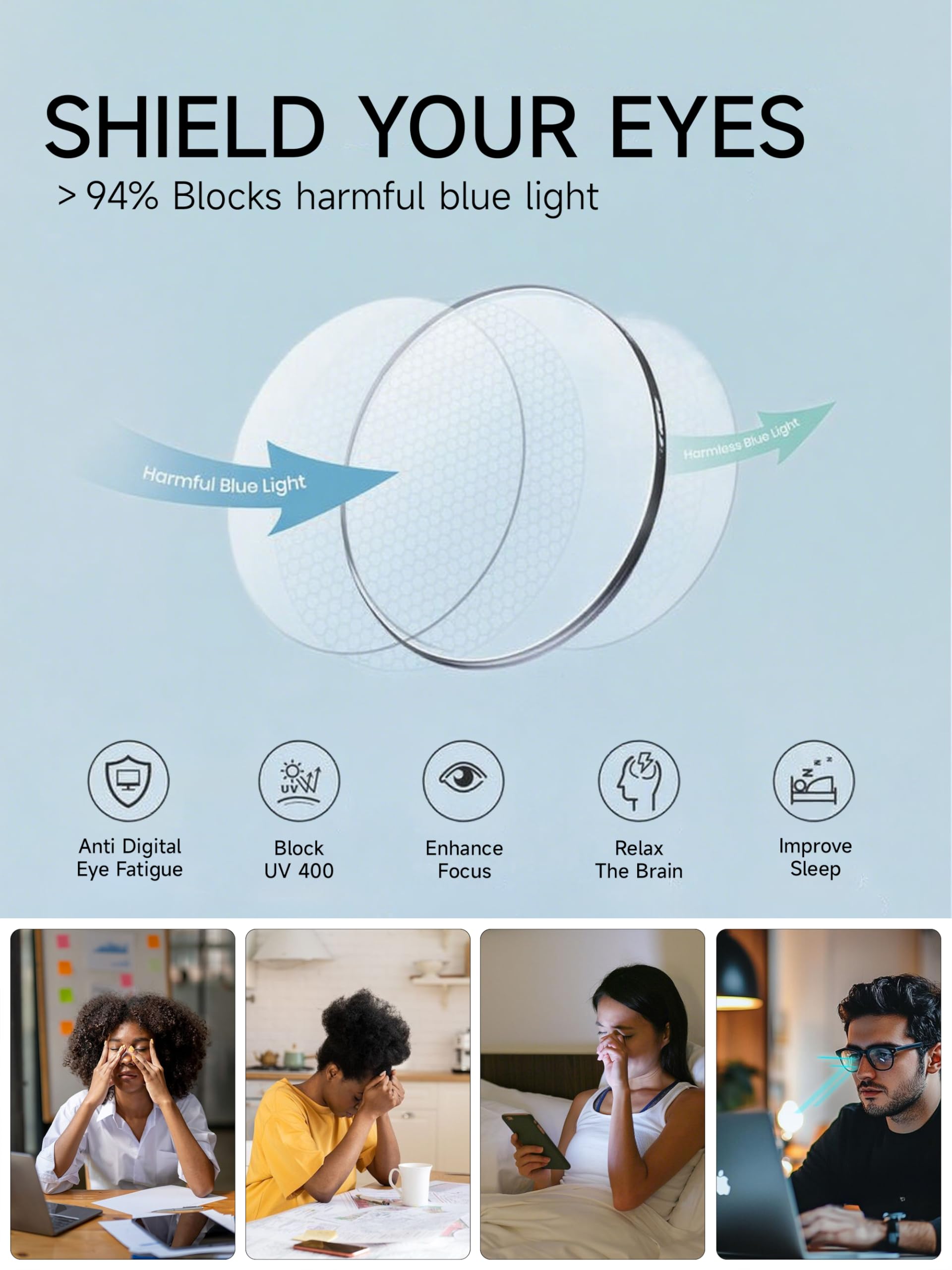 Gafas de luz azul grandes cuadradas para hombre y mujer, a la moda, reduce la fatiga ocular para TV, ordenador y juegos