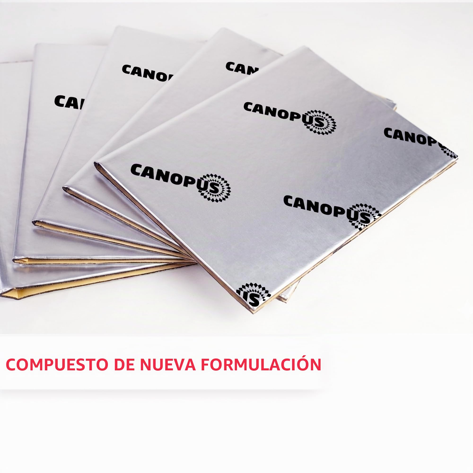 CANOPUS Profesional Autoadhesivo Tapete de Amortiguación de Sonido de Butilo, Grosor 1.3mm, 10sqft, Paquete de 10 hojas, Aislante Acustico Coche, Insonorizacion Coche, Butyl Sound Deadening Mat, Plata