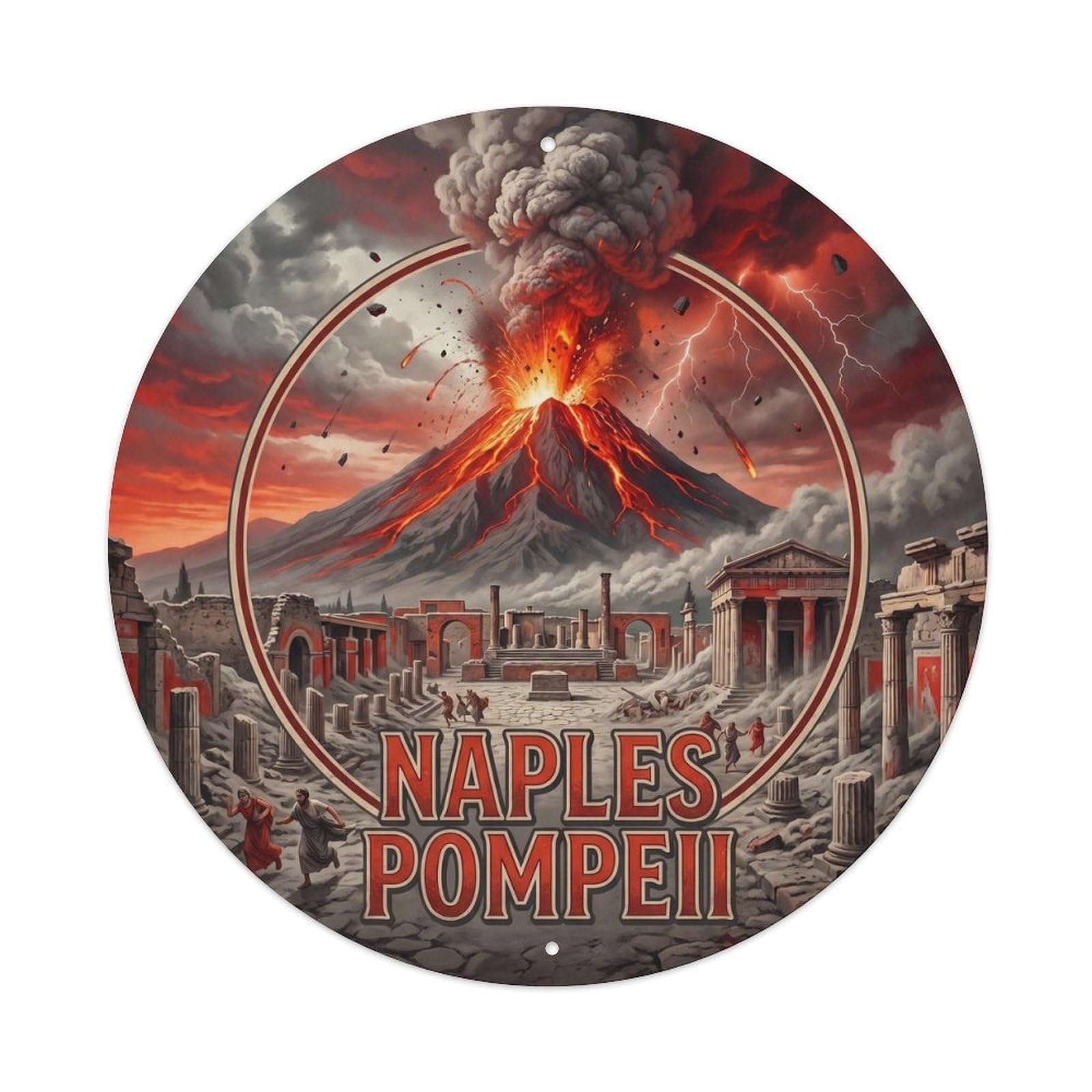 Classic Naples Italy Vesuvius Pompeii Landmark Travel Metal Tin Sign