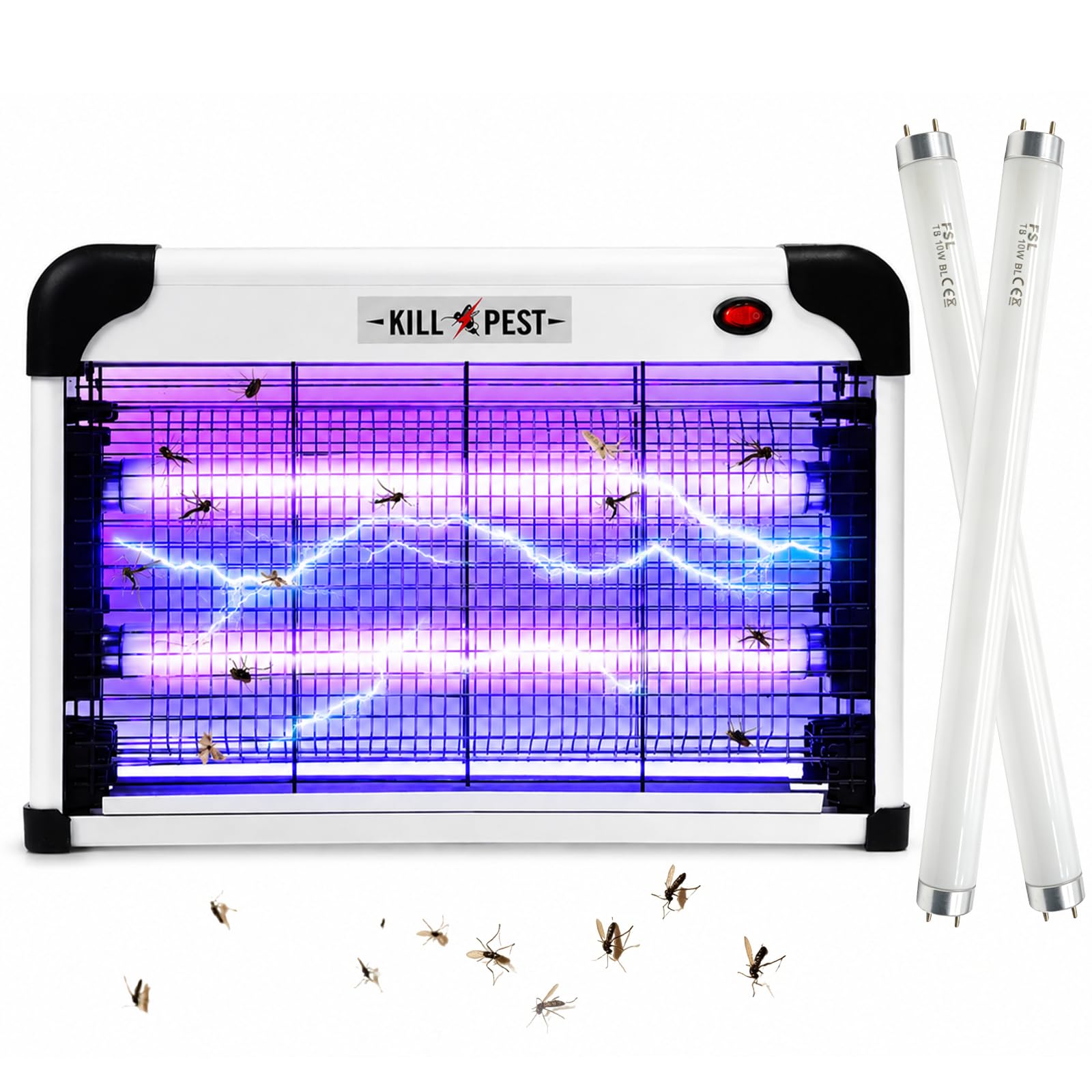 Electric Fly Killer Indoor & Outdoor, 1800V High Voltage Grid MosquitoKiller Lamp, Silent Bug Zapper for Home, Wall-Mounted Electric FlySwatter for Mosquito, Fly, Gnat, Moth Control