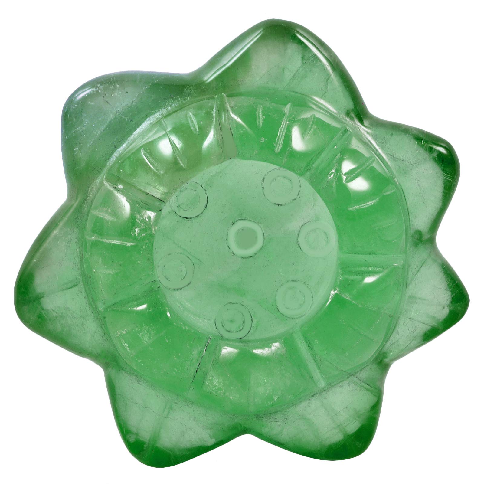 mookaitedecor Green Fluorite Carved Gemstone Lotus Flower Statue Crystal Ball Stand/Candle Holder Decorative