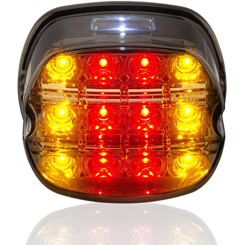 HAZAWA Tail Light Led Integrated Turn Signal Brake Running Light Low Profile Smoked Rear Light Compitable with Harley Sportster 883 1200 Dyna Road King Electra Glide (5Wire Smoke)