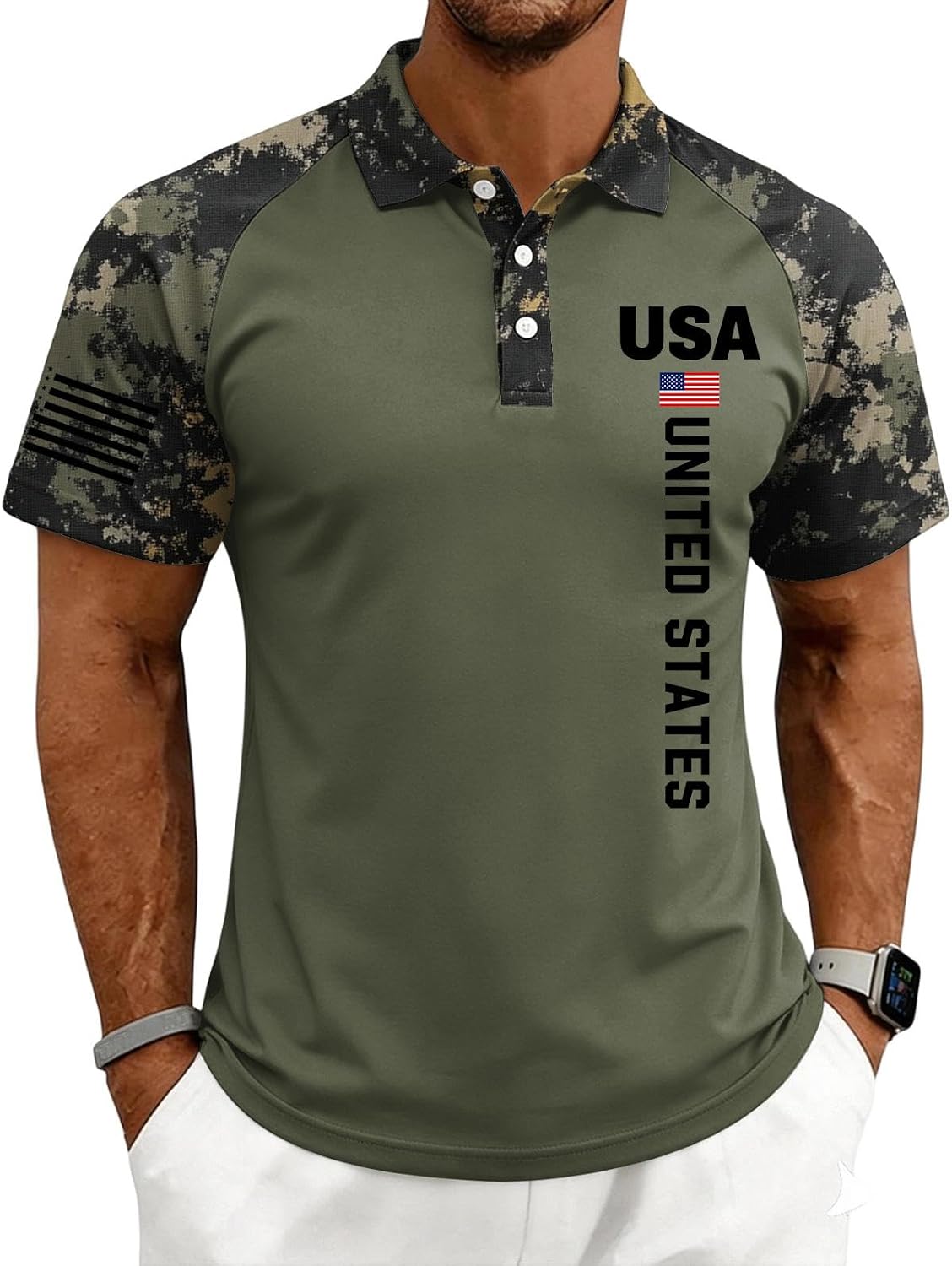 Men's 250 Anniversary USA T-Shirt, American Flag Print Golf Polo Shirt, Short Sleeve Patriotic Tees, S-3XL