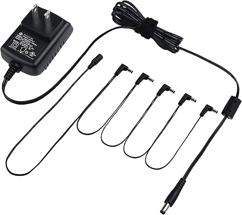 Miniatura 8 de LotFancy Fuente de alimentación de pedal de guitarra, adaptador de corriente continua de 9 V 1 A con cable de cadena margarita de 5 vías, para