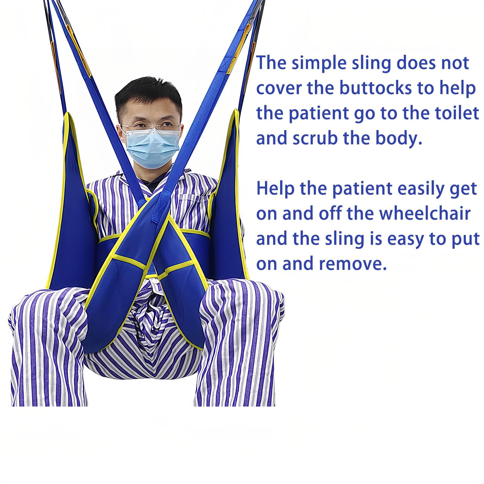 Eslinga de elevación para pacientes, ayuda para aseo, diseño de patas divididas para un levantamiento y apoyo seguros, ideal para posicionamiento de cama y asistencia de espalda