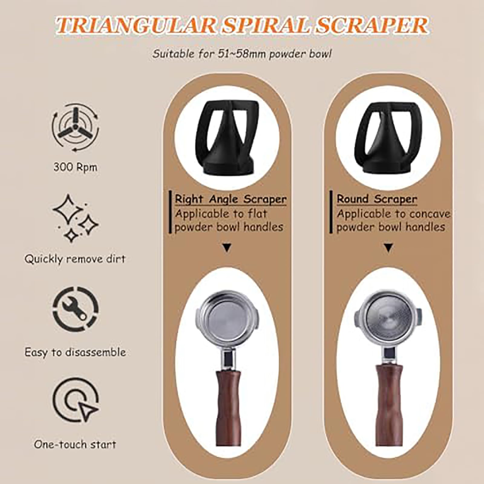Máquina eléctrica de limpieza de portafiltros de café, limpiador de tierra totalmente automático para asas de 51 mm y 58 mm, eficiente y fácil de usar