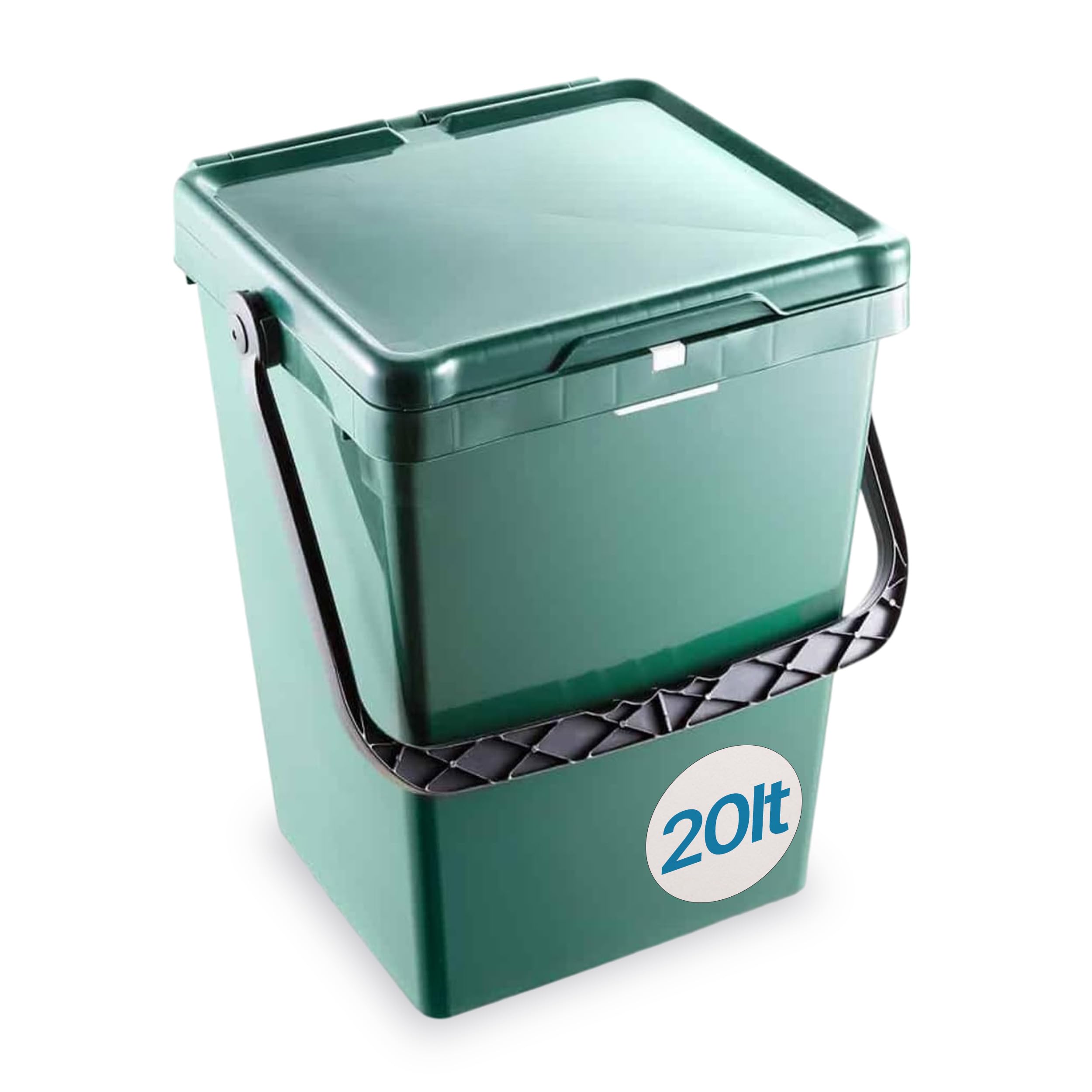 Tomaino - Pattumiera Raccolta Differenziata 20 lt - Bidone Umido, Vetro, Carta e Plastica con Manico Anti Randagismo - Cestino Secchio Spazzatura per Cucina ed Esterno - Verde