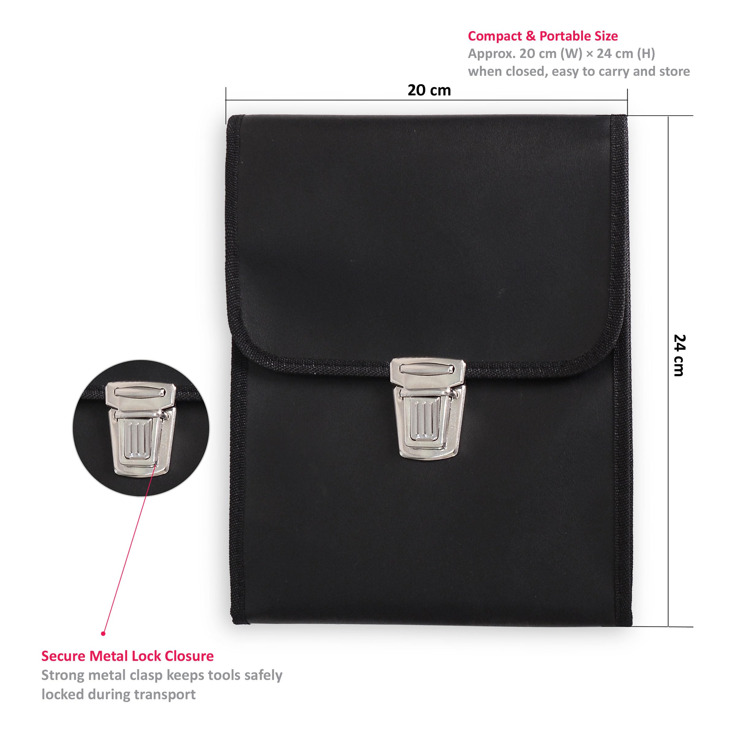 Estuche para cuidado de los pies, bolsa vacía para manicura, pedicura, instrumentos cosméticos, Negro , 13 cm x 19 cm, Tradicional