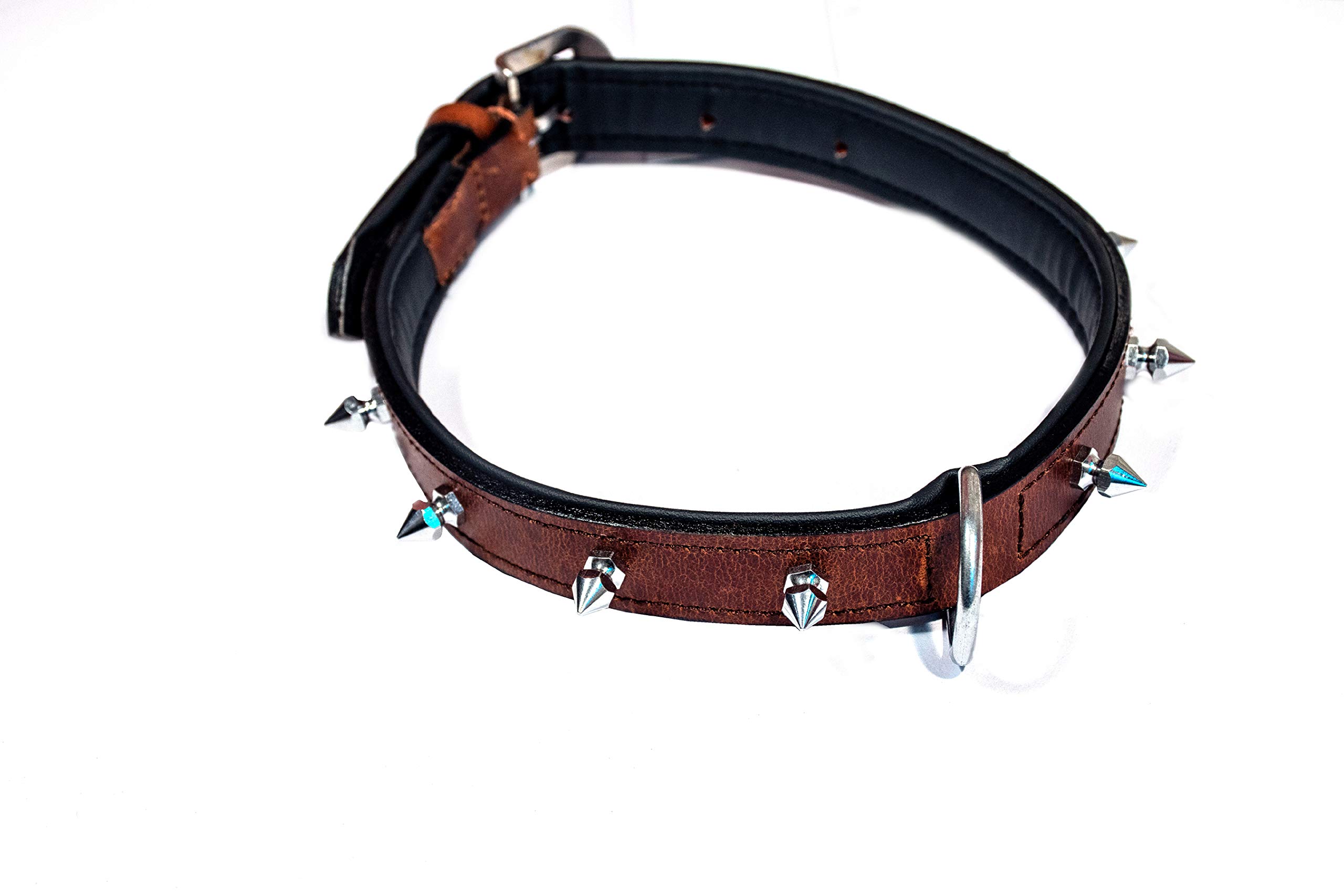 Tame Love™Designer Dog Collars Genuine Leather Collar Stainless Steel Spike Studded Adjustable and Padded Neck Belt for All Breeds Dog Perfect for Your Pet (B08F45FH38) Amazon Price History, Amazon Price Tracker
