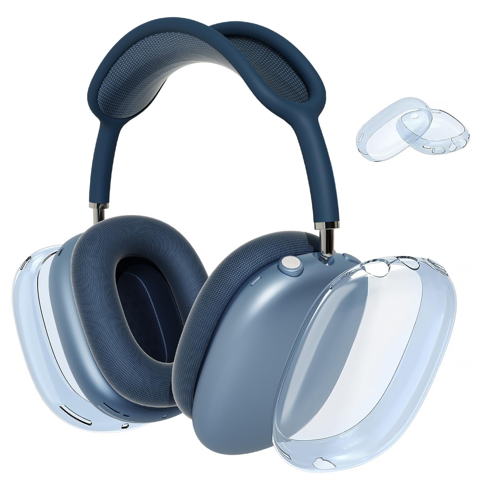 MOLOPPO Transparent Blue Case for AirPods Max (2020/2024), Soft TPU Protective Cover, Anti-Scratch Colored Skin Accessories, Slim Fit Design