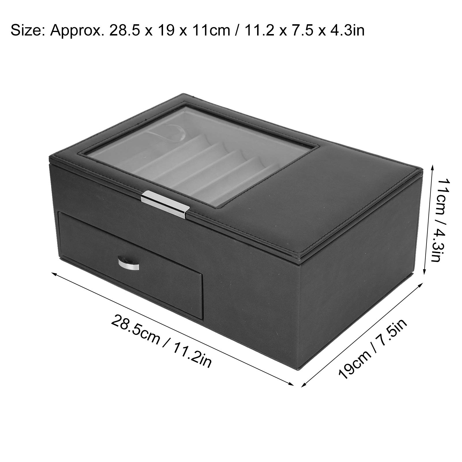 Scatola porta penne a doppio strato, astuccio per penne stilografiche in pelle PU, organizer per collezione di penne (Nera)