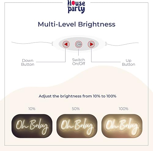 Miniatura 2 de HOUSE OF PARTY Oh Baby - Letrero de neón de 215 x 105 pulgadas con luz para telón de fondo y decoración de pared baby shower revelación de género