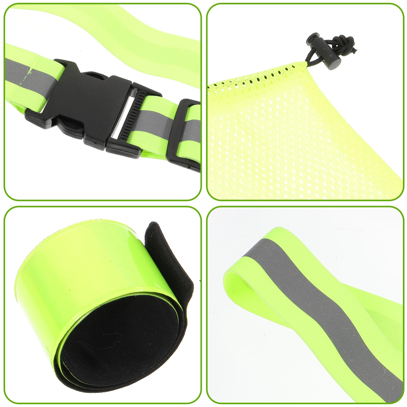 BESPORTBLE 3juegos Bandas Reflectantes Ajustables para Correr y Actividades Nocturnas Incluye Cinturón y Brazaletes Alta Visibilidad y Reutilizables para Ciclismo Senderismo y Maratones
