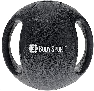 Body Sport Double Grip Medicine Ball, 18 lb. - Strength Training Weighted Exercise Tool - Softer Kettlebell Alternative for Home Fitness & Gyms