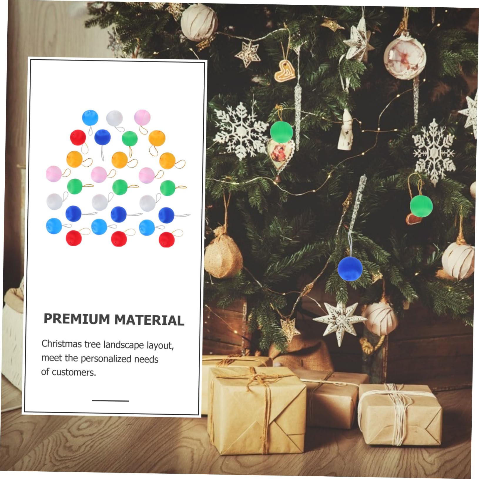 TOPBATHY 7 Ensembles Boules De Noel Lumières Féériques Décorations Perles Boules en Soie Filée Suspendues À l'arbre De Noël Boule De Noël Rideaux Lumineux Colorful Mousse 60pcs * 7