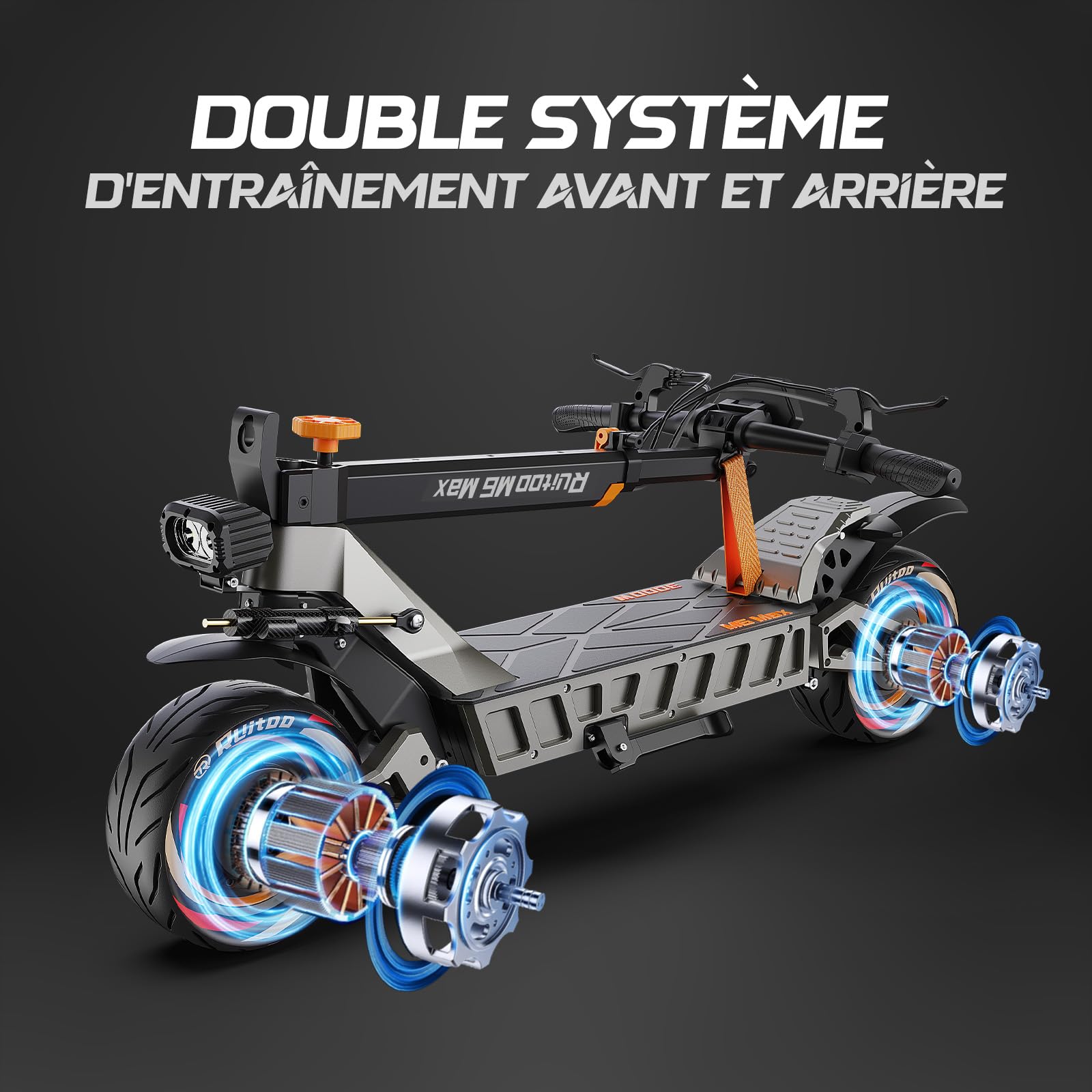 Trottinette Électrique Adulte, Scooter Électrique Pliable, 2 Moteurs, Batterie 60V 20.8Ah, Autonomie Max 60-70KM, Pneus Tout-Terrain 11 Pouces, 3 Modes de Vitesse, Affichage Intelligent