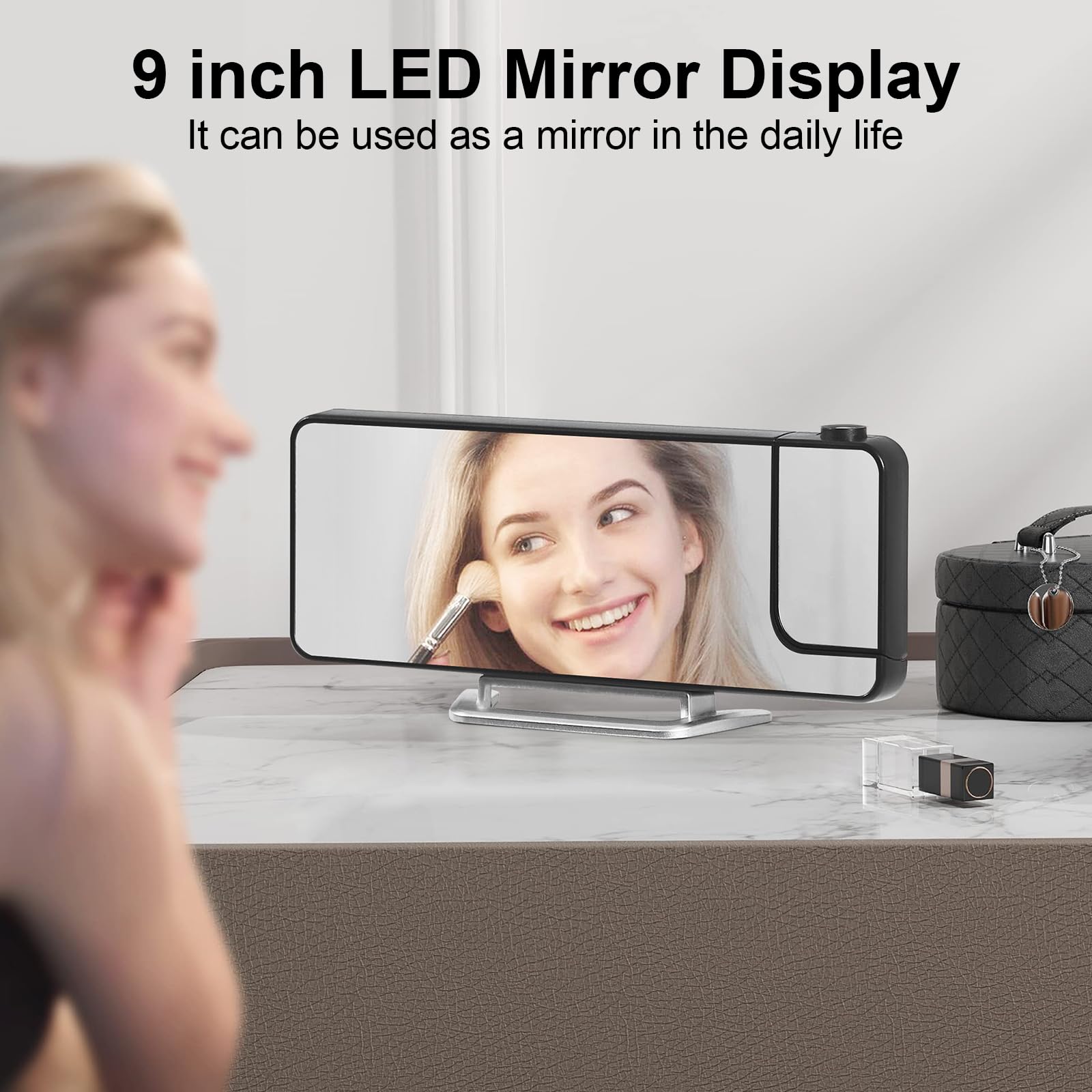 Réveil Projecteur Numérique 8,1" - Projection Plafond Rotative 180°, Température, Double Alarme 12/24h - RGB USB