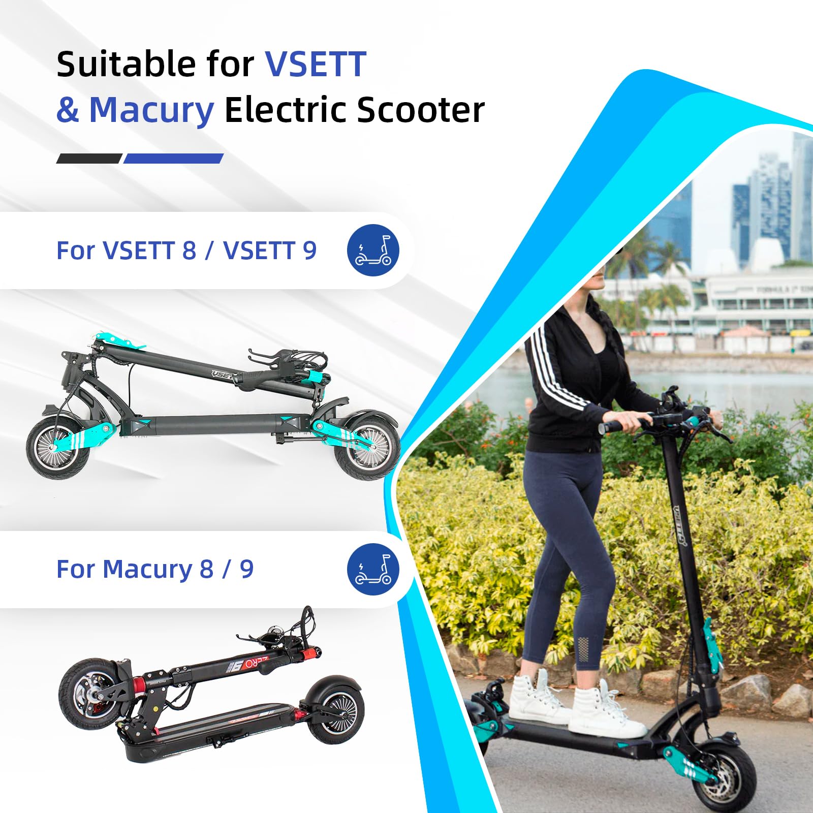 ulip 8.5x3 Scooter Tire with 81/2*2(50-134mm) Inner Tube with 90 degree for VSETT 8 9 Macury Zero 8 9 Electric Scooter Accessories Off-road Rear Front Wheel Replacement Tire(2 Tires and 2 Inner Tubes)