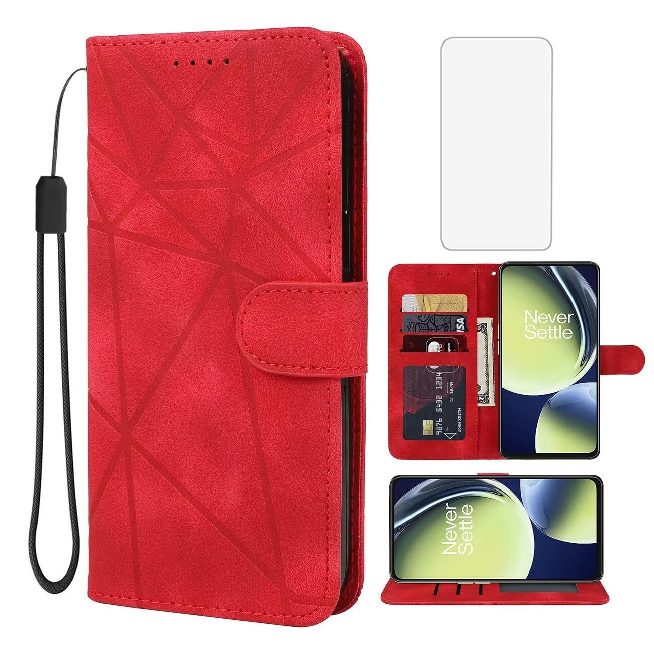 Wanyuexes Case for OnePlus Nord N30/OnePlus Nord CE 3 Lite 5G/Oppo K11X Wallet Case with Tempered Glass Screen Protector