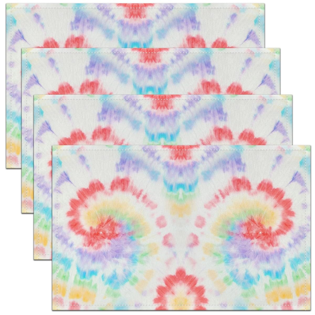 Rainbow Tie Dye Table Mats Placemat Colorful Tie Dyed Multicolor Placemats Set of 4 Watercolor Placemats Set of 4 Kids 45X30cm