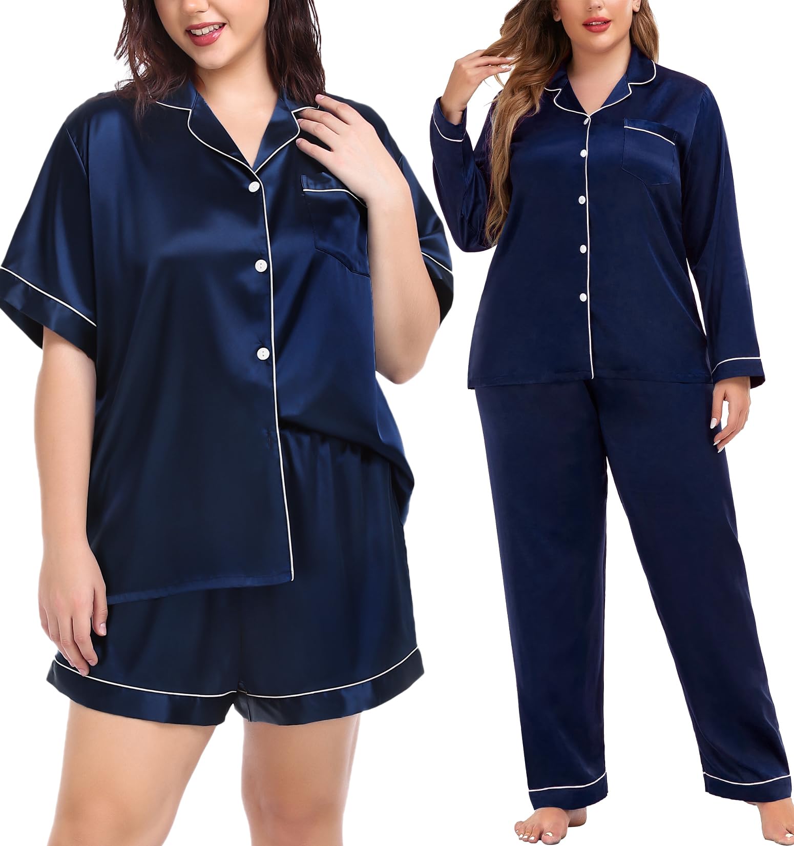 SWOMOG Womens Pajamas Set Long Sleeve Sleepwear Soft Modal Classic Loungewear Pj Set