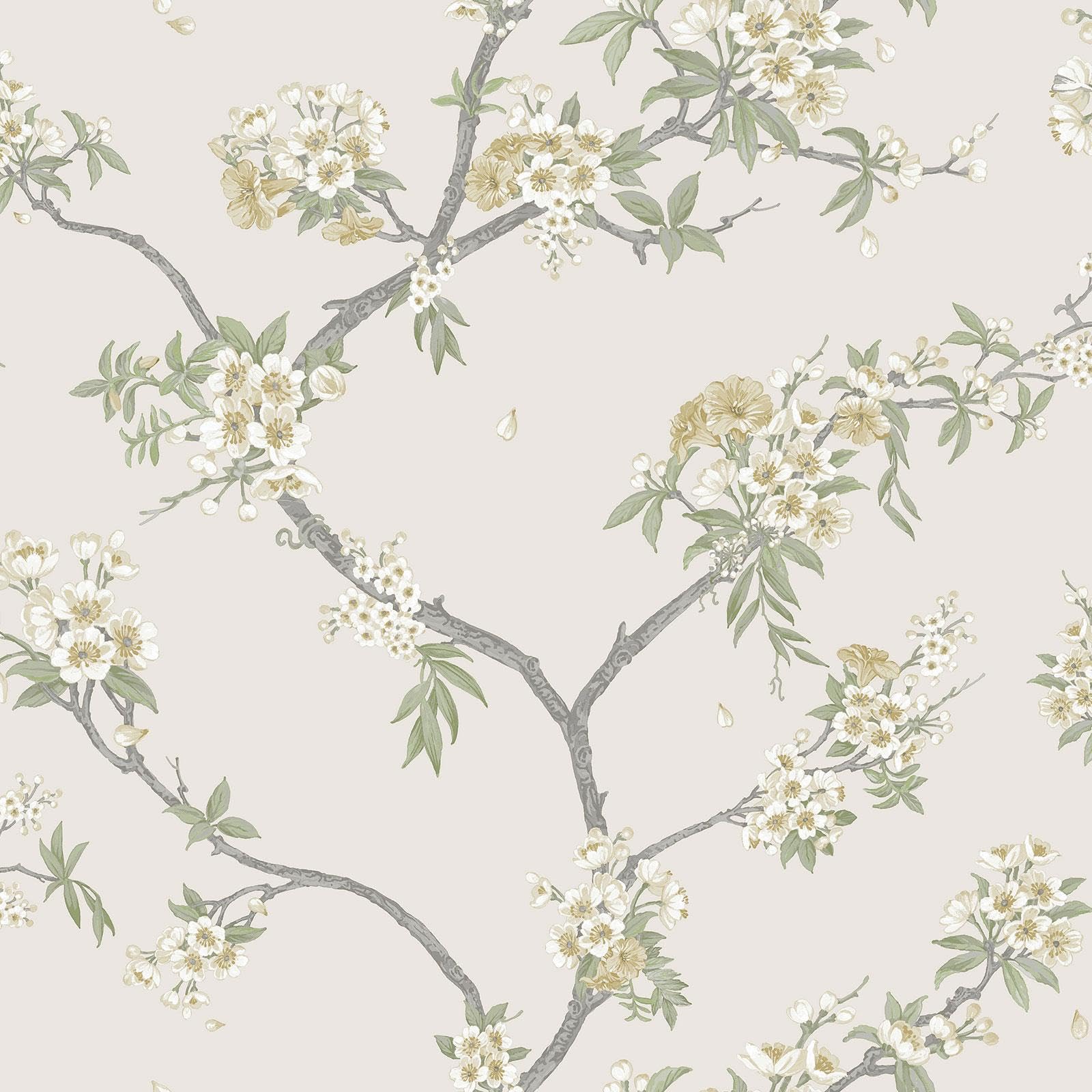 B&Q -  Cherry Blossom Wallpaper Yellow / Cream Holden 14212