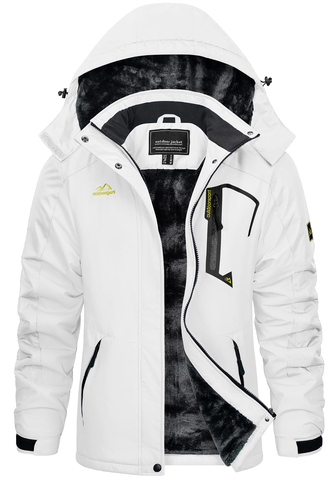 KEFITEVD Chaqueta Cálida de Invierno para Mujer al Aire Libre Abrigo Impermeable a Prueba de Viento Chaqueta de Esquí para Acampar con Capucha Desmontable