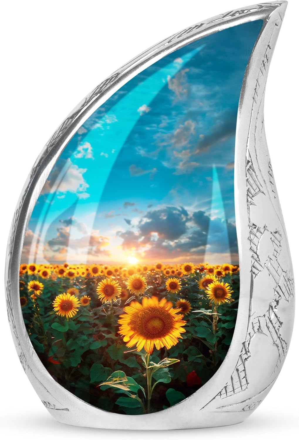 Sunflower Twilight - Urn for Human Ashes for Adult Male & Female - Large with Velvet Bag - Memorial for Human Remains Mom & Dad - Cremation Urn for Adult Men & Women - Funeral Decorative Urns