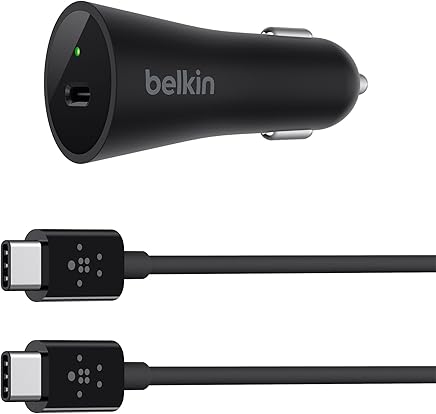 Belkin - Cargador para Coche USB-C de 27 W / 3 A con Cable de USB-C a USB-C de 1,2 m (USB-C PD, Carga MacBook Pro, Galaxy S9/S9+, Galaxy Note 8.0 y Muchos Otros) Negro Belkin - Cargador para Coche USB-C de 27 W / 3 A con Cable de USB-C a USB-C de 1,2 m (USB-C PD, Carga MacBook Pro, Galaxy S9/S9+, Galaxy Note 8.0 y Muchos Otros) Negro