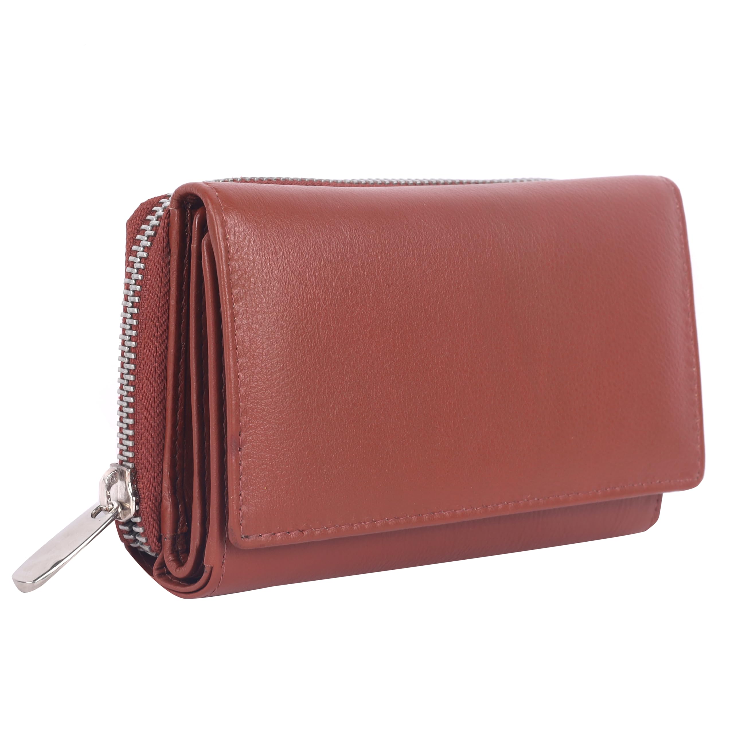 Genuine Leather Ladies Wallet for Women, Clutch Purse for Women, Ladies Wallet for Women Stylish, Purse for Woman Multi-Card Slots with Metal Zipper Closure (TAN)-image-15