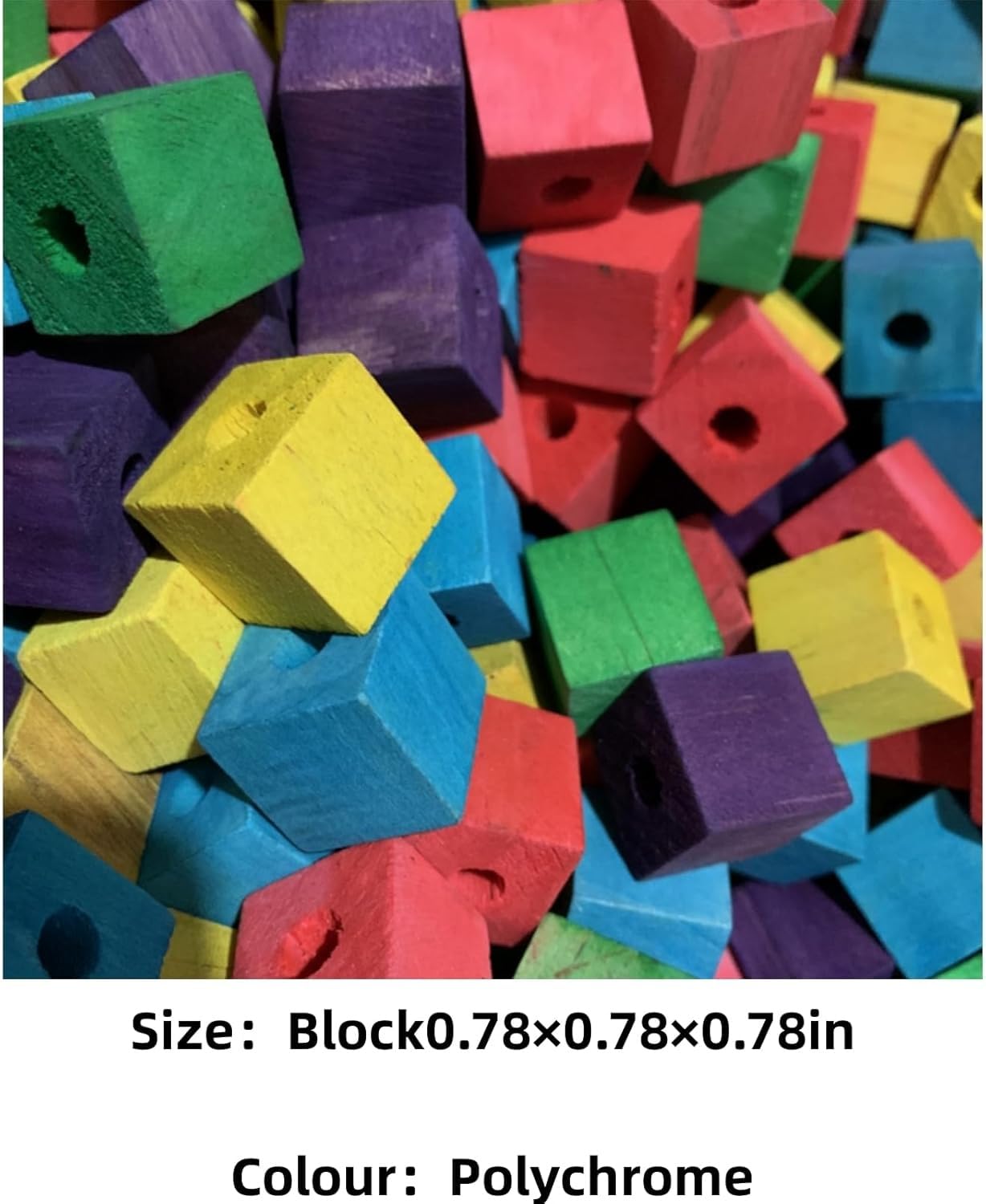 Bird Toys, Wood Wooden Colored 100pcs Parrot Toys, Multicolored Natural Wooden Blocks,African Grey Parrots, Macaws, Cockatoos, Parrot chew Toys - image 2