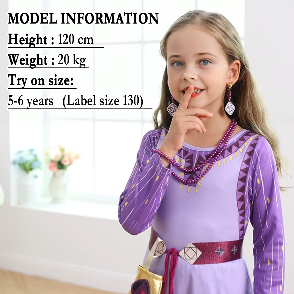 Alszic Princess Asha Costume Wish Dress Up Girls Earring Necklace Bag Accessories