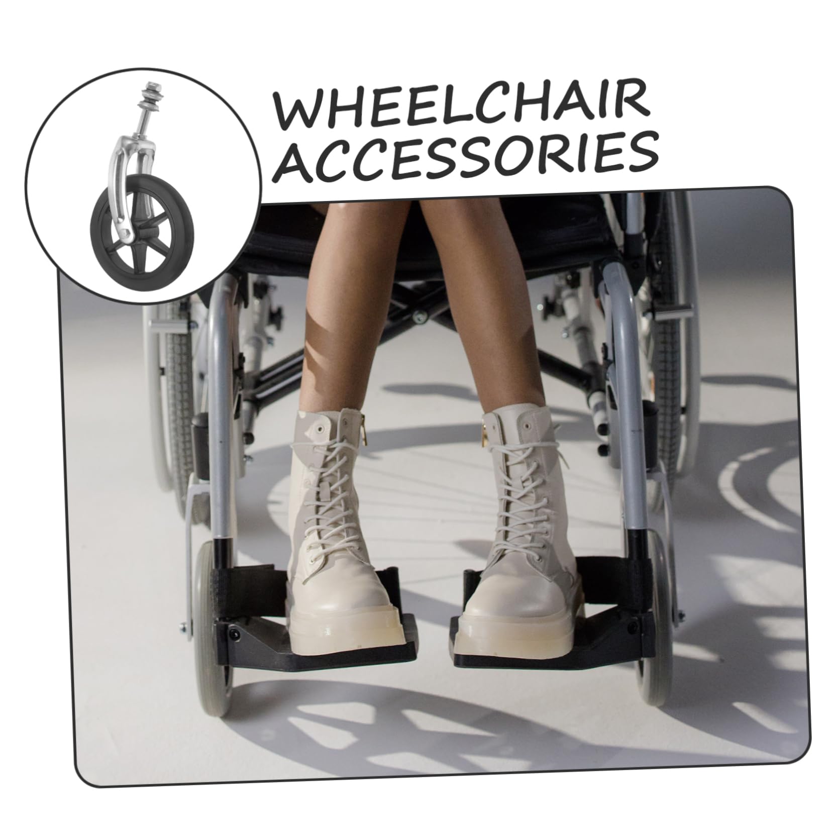 Rueda Delantera para Silla de Ruedas con Soporte y Rodamiento | 1 Juego, Tubo de Acero y Goma, Horquilla Frontal con Bracket, Repuesto para Movilidad