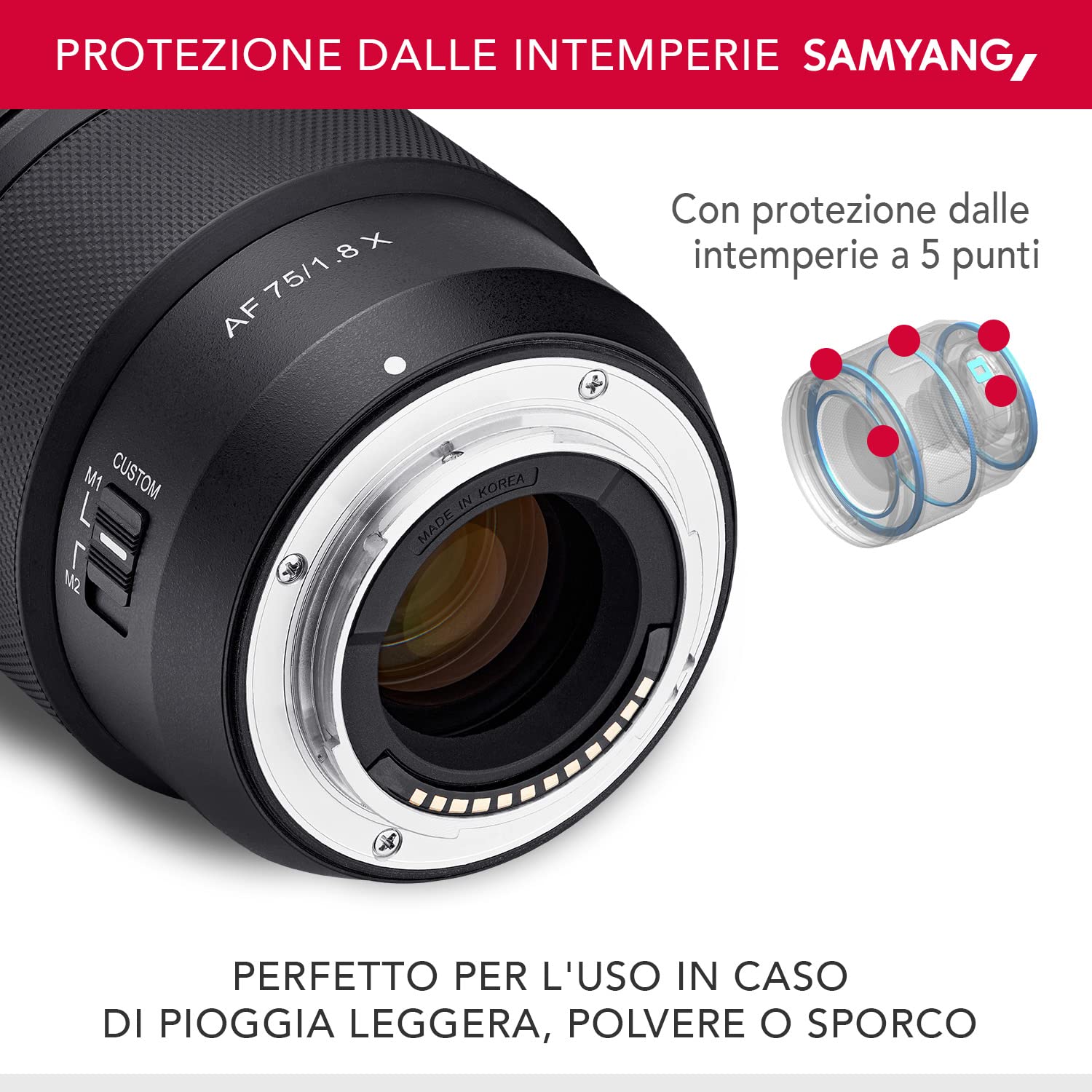 Samyang AF 75mm F1.8 per Fuji X - obiettivo da ritratto leggero e compatto con LSTM-AF, protezione dagli agenti atmosferici e interruttore personalizzato per viaggi e scatti notturni di alta qualità