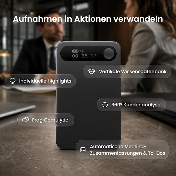 comulytic Note Pro KI Digitales Diktiergerät mit Unbegrenzter Transkription