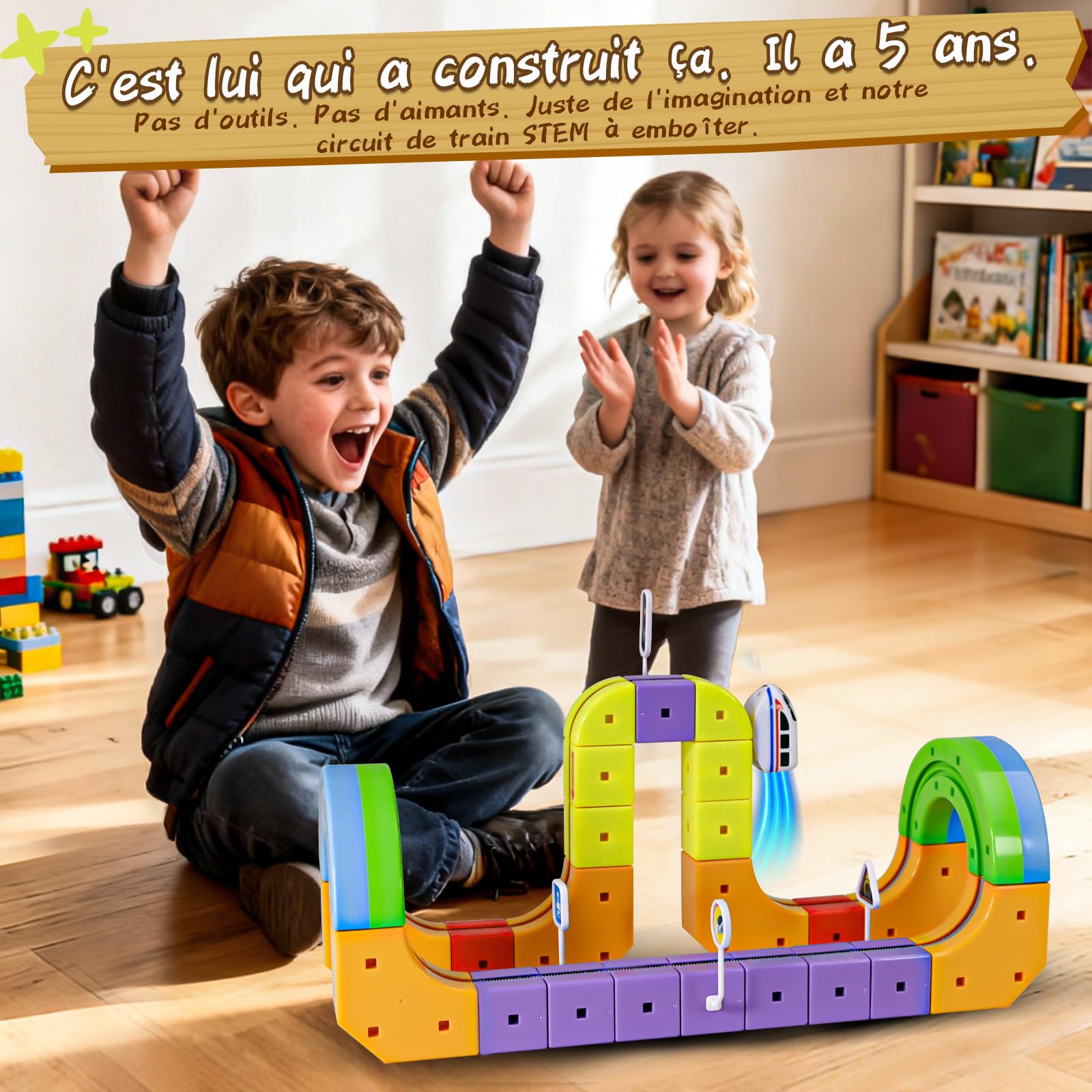 Train Électrique Enfant - Circuit Cube Track avec 3D Rail Magique, Jeu de Construction STEM pour Garçons et Filles 3 Ans+ (Design Anti-Gravité) (Édition Gravity (48 pièces / 34 Circuits))
