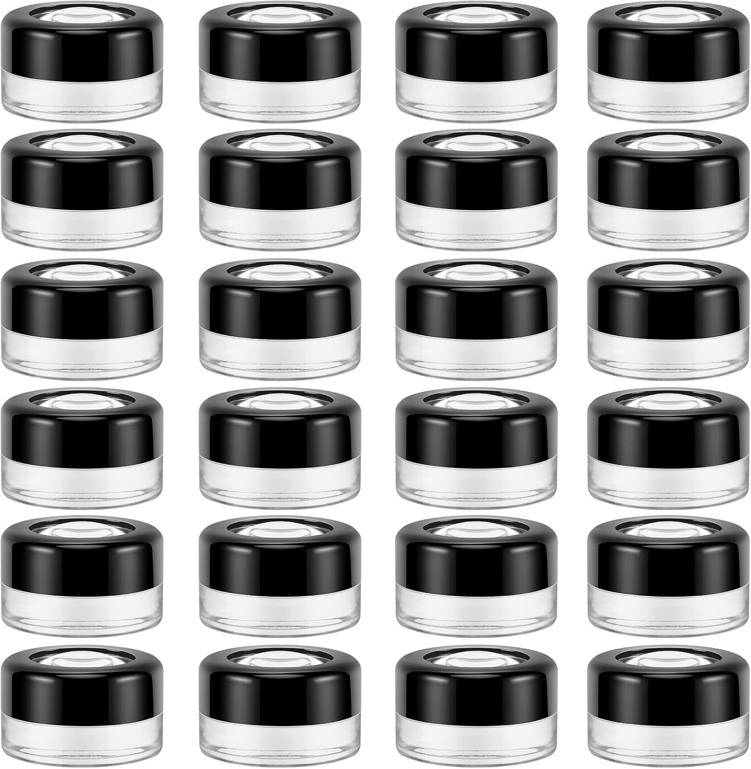 (24 Packs) Green Nexus 5g/5ml Glass Jars with Magnifying Lid for Lip Balm, Lotion, Oil, Cream, Makeup, Cosmetics - Ideal for Retail Display, Travel, Sample Jars