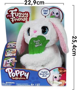 My Fuzzy Friends Poppy The Snuggling Bunny Interactive Plush Pet Kids Toy, Loveable and Lifelike Companion for Boys and Girls Aged 4 Years Plus with Over 50 Sounds and Reactions