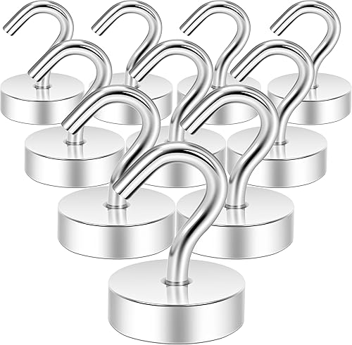 Miniatura 1 de Neosmuk Ganchos magnéticos, imanes de tierra resistentes de 40 libras con gancho para refrigerador, gancho de crucero extra fuerte para colgar,