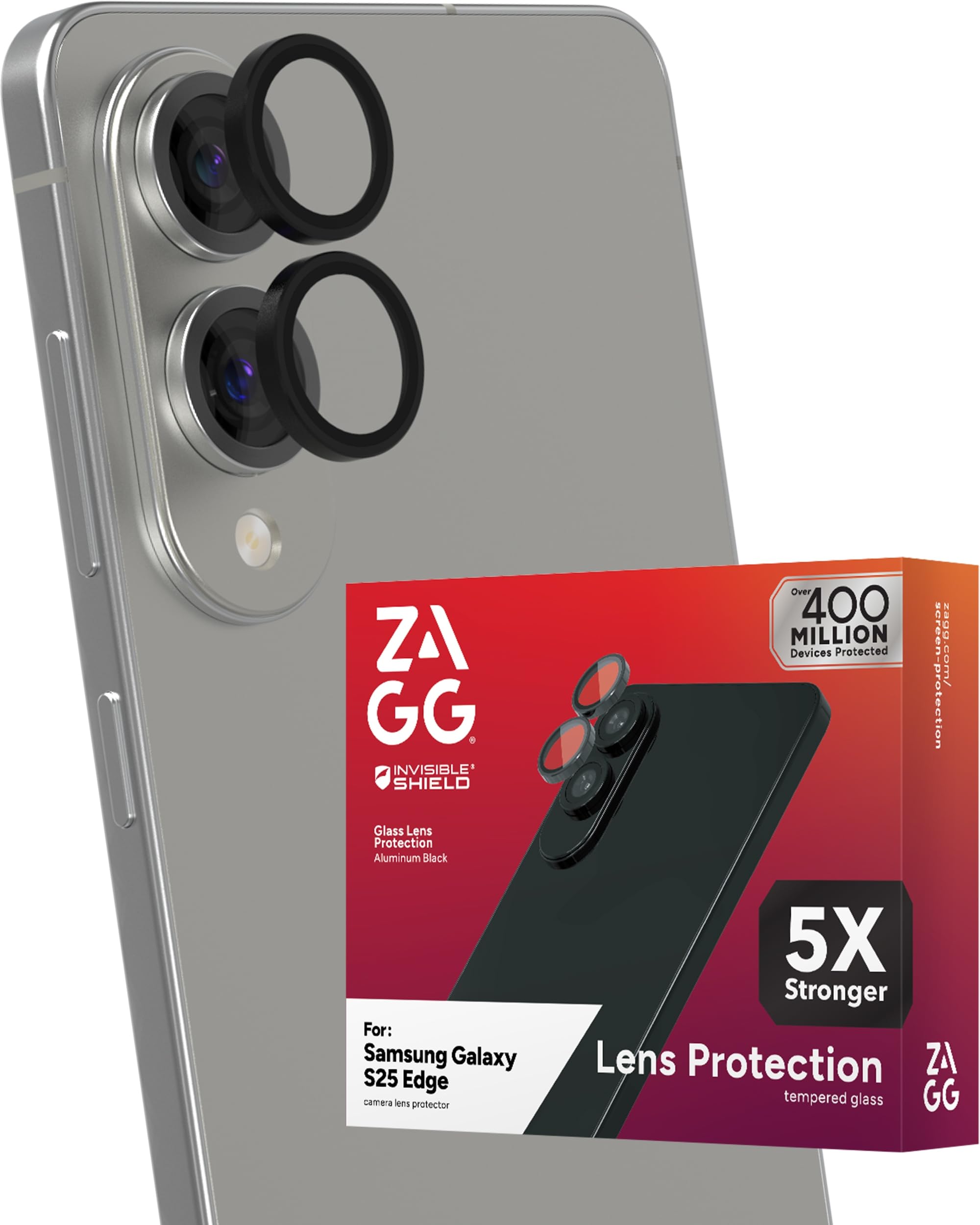 ZAGG Glass Elite Anti-Reflective Samsung Galaxy S25 Edge Camera Lens Protector – Anti-Glare Technology, Maximum Impact &amp; Scratch Resistance, Smudge-Free Surface, Recycled Materials