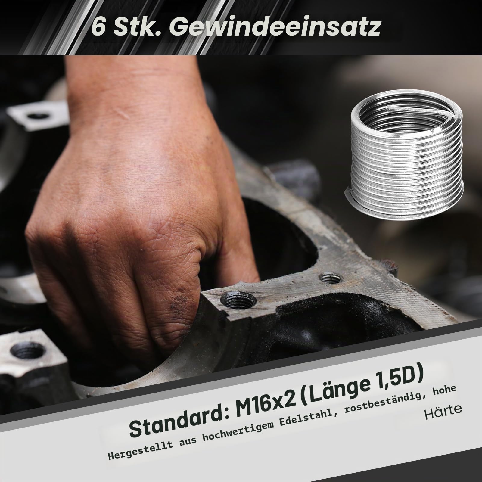 11 Stück M16x2 Gewindereparatursatz Bohrer Reparatursatz mit Aufbewahrungsbox, Edelstahl Innengewinde Reparatur Zubehör Sortiment Kit Gewindeeinsatz Werkzeug
