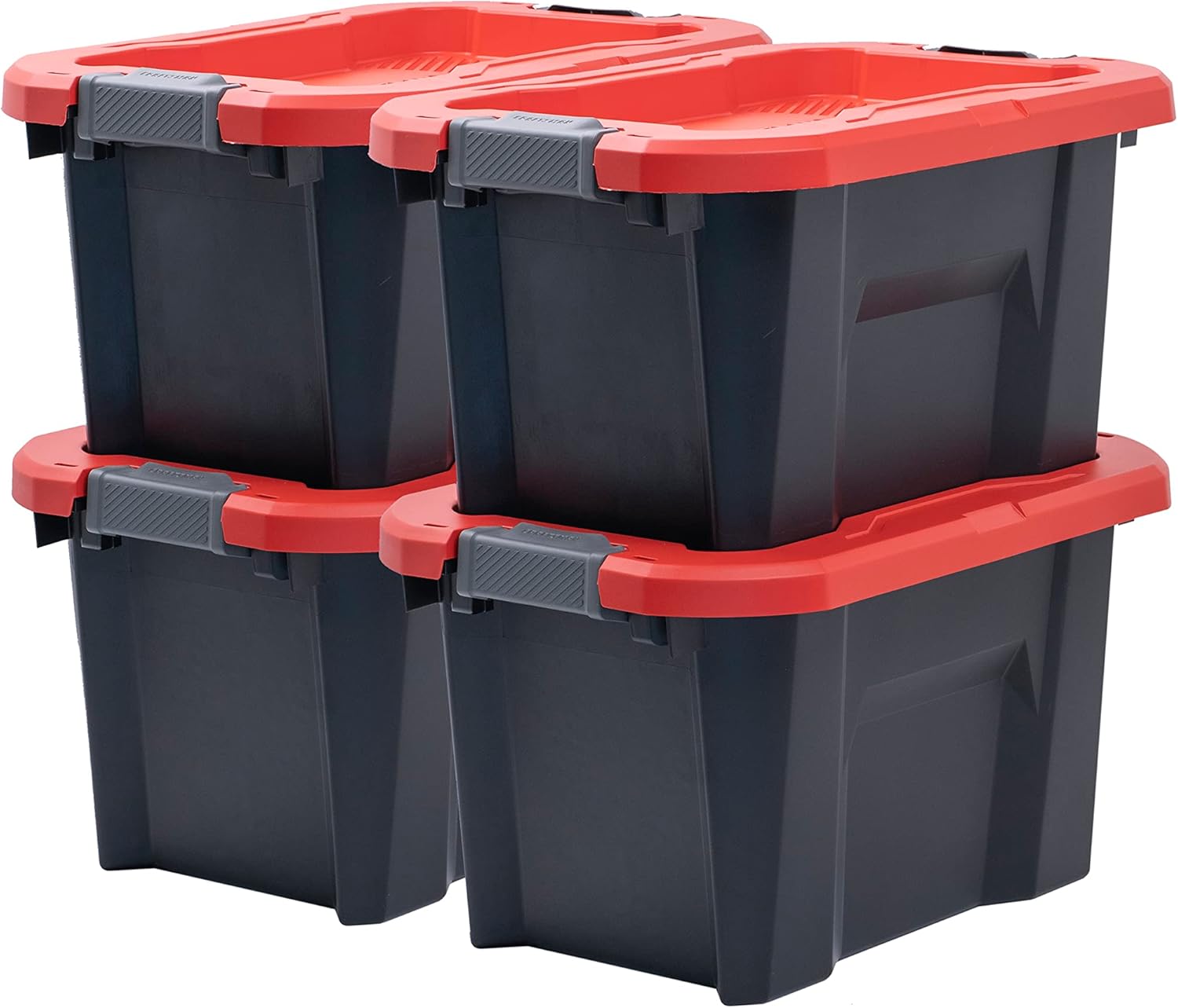 CRAFTSMAN CX 10-Gallon Heavy Duty Storage Bins with Dual Latching Lids, Stackable Plastic Storage Bins, Weather-Resistant Design, Home Organization, American Made, 4 Pack (12.7”H x 15.7”W x 22.7”D)